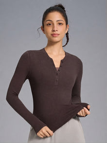RibForm Henley Long-Sleeve Top