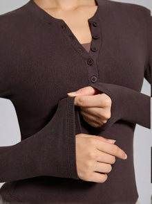 RibForm Henley Long-Sleeve Top