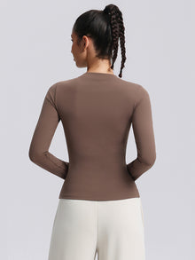 SecondSkin Long-Sleeve Training Top — back view of the brown fitted long-sleeve top