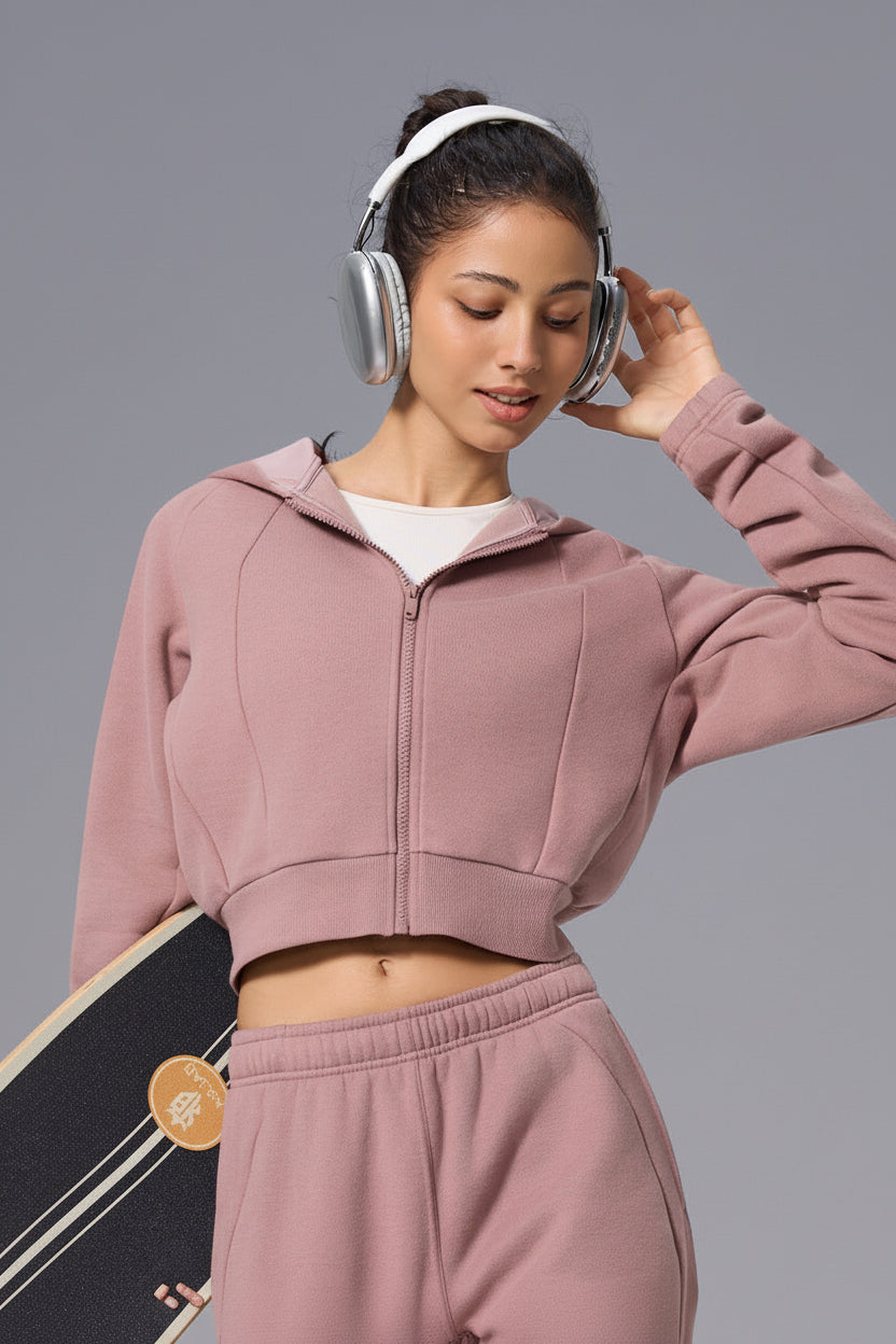 MotionLayer Cropped Zip Hoodie