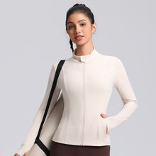 DefineSculpt Stand-Collar Zip Jacket in Light Apricot
