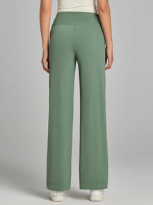 CloudDrape Wide-Leg Active Pants — back view of the green wide-leg pants