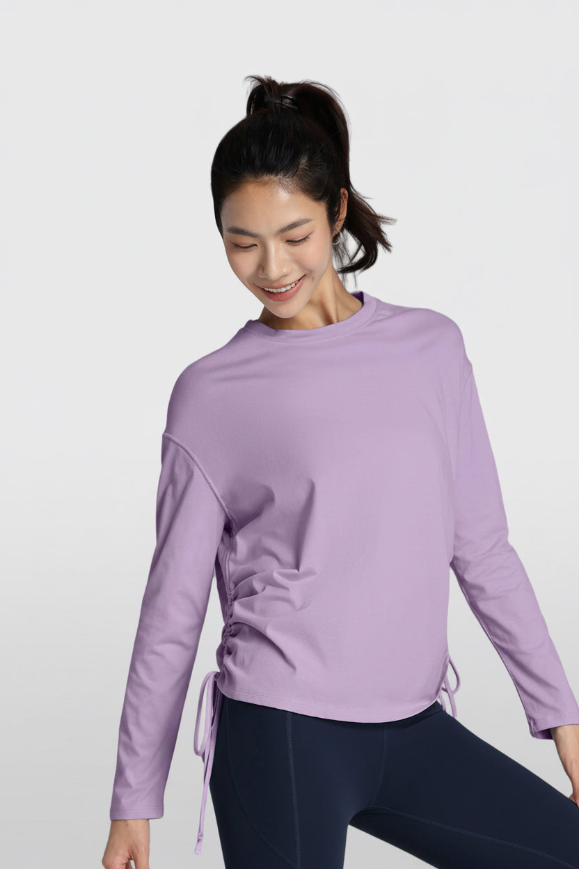 EaseFit Drawstring Long-Sleeve Top