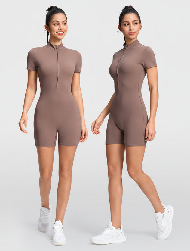 SculptForm Half-Zip Yoga Jumpsuit