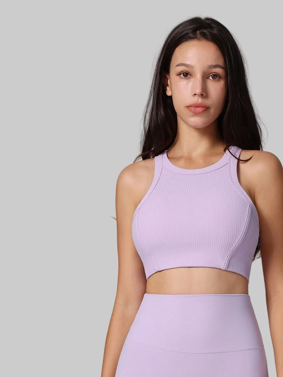 RibbedSupport High-Neck Sports Bra